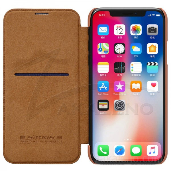Кожен калъф Nillkin Qin за Apple iPhone X, XS