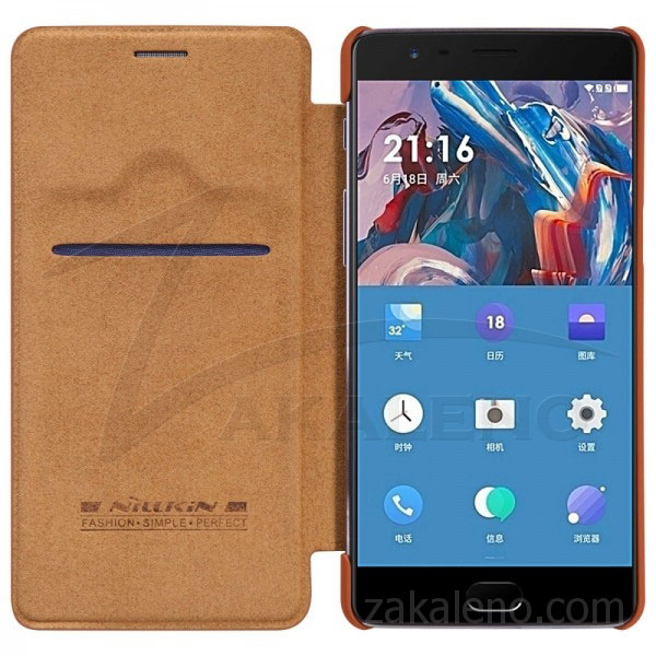 Кожен калъф Nillkin Qin за OnePlus 3