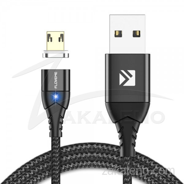 Магнитен кабел за зареждане/данни Floveme, USB 2.0 A – Micro USB B