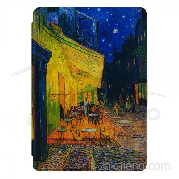 Кожен калъф за Amazon Kindle 2019 – Кафе тераса през нощта