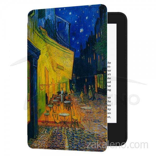 Кожен калъф за Amazon Kindle 8 2016 – Кафе тераса през нощта