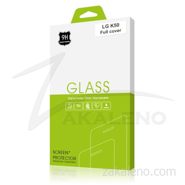 Стъклен протектор за LG K50 (черна рамка с цяло лепило)