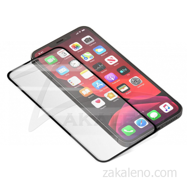 Стъклен протектор за Apple iPhone 12 6.1 (3D черен)