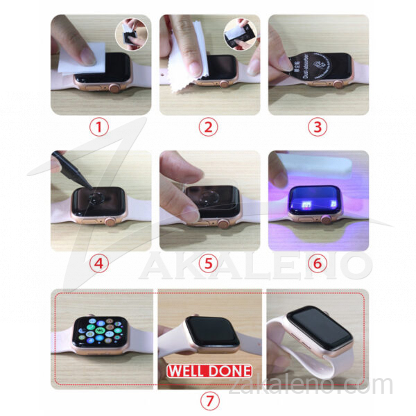 Стъклен протектор с течно UV лепило за Apple Watch Series 7 45mm