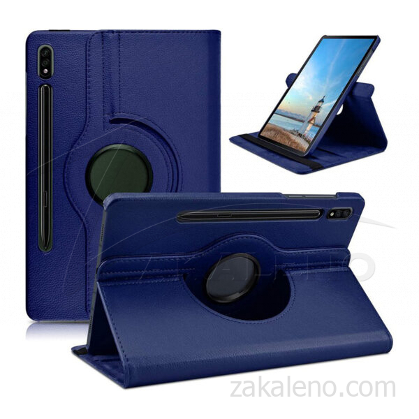 Кожен калъф за Samsung Galaxy Tab S7+ (S7 Plus), ротационен