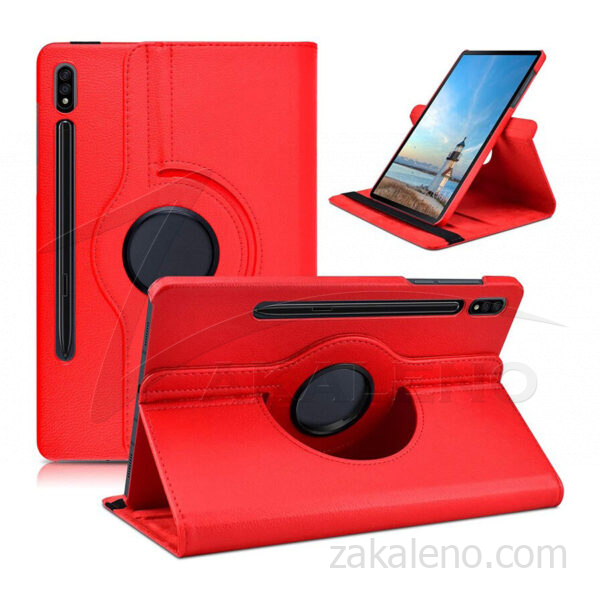 Кожен калъф за Samsung Galaxy Tab S7+ (S7 Plus), ротационен