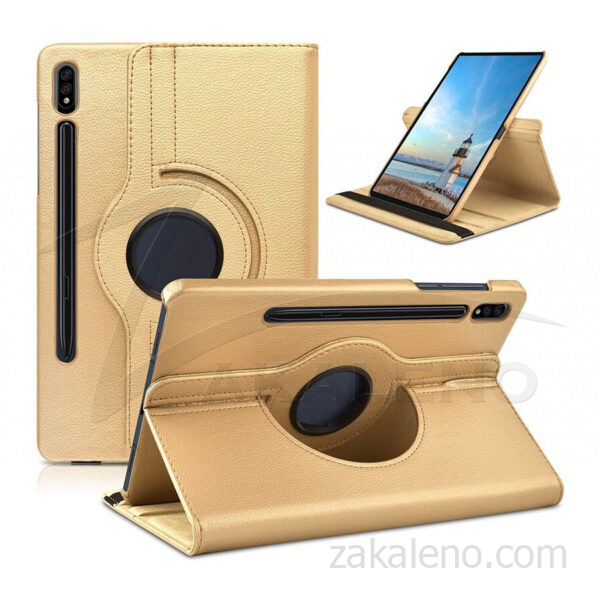 Кожен калъф за Samsung Galaxy Tab S7+ (S7 Plus), ротационен