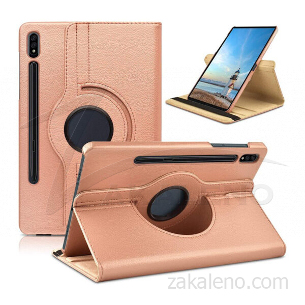 Кожен калъф за Samsung Galaxy Tab S7+ (S7 Plus), ротационен