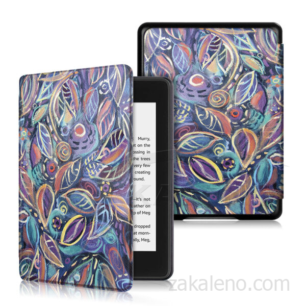 Кожен калъф за Amazon Kindle Paperwhite 2024 7″ – Цветни листа